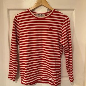 Comme de Garçon PLAY red stripe face patch long sleeve